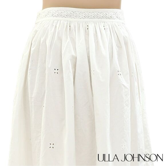 Ulla Johnson **NWT** Marisol Eyelet A Line Cotton Midi Skirt in Cowrie White - Picture 8 of 15